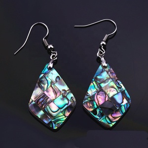 PANKOO Custom Ocean Series 925 Pendientes de gota chapados en rodio de plata esterlina Joyería de moda Concha de abulón de mar natural - Product Image 3