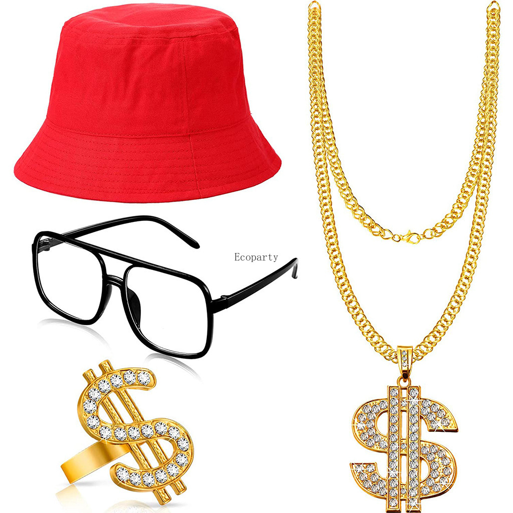 Hip Hop Costume Kit 80s/90s Rapper Accessories for Men & Women display picture 3