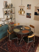 Chaise de salle à manger en cuir véritable Bauhaus - Sensation de luxe léger - Cuir pleine fleur noir - Pour la maison et l'hôtellerie - Chaise rembourrée