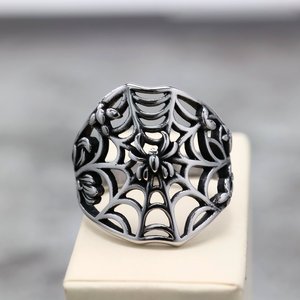 Anillo Unisex de Acero Inoxidable Estilo Vintage yunnique, Diseño de Telaraña, Regalo de Halloween, Joyería Retro con Patrón de Insectos - Product Image 4