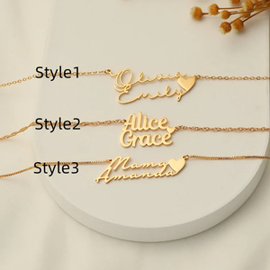 Tối Giản 18K Mạ Vàng Hình Trái Tim Tùy Chỉnh Hai Tên & Vài Tên Vòng Cổ Trong Sterling Bạc - Product Image 6