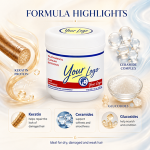 Vente en gros de masque capillaire intensif à la kératine Creamides 16 oz 450g, traitement de soin profond pour cheveux secs et abîmés - Product Image 4