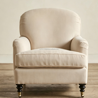 Fauteuil de salon classique et confortable en lin rembourré avec repose-pieds ottoman, style français, dossier capitonné, fauteuil de salon sur roulettes