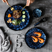 Set de vaisselle en céramique japonaise pour le dîner comprenant une assiette à steak Bol à riz Bol à nouilles Bol à soupe Assiette à poisson