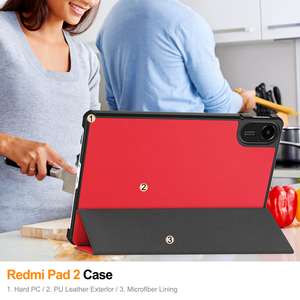 Custodia intelligente in pelle a tre ante in pelle per <span class=keywords><strong>Xiaomi</strong></span> <span class=keywords><strong>Redmi</strong></span> Pad 2 11 2025 SE <span class=keywords><strong>10</strong></span>.61 7 custodia rigida protettiva per Tablet - Product Image 5