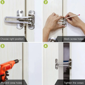 Loquet de porte antivol en acier inoxydable pour la sécurité à domicile et à l'hôtel, design moderne, installation facile - Product Image 6