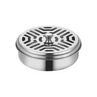 Plateau rond en acier inoxydable pour spirale anti-moustiques, porte-encens, couvercle de sécurité portable, spirale avec couvercle, boîte à spirale anti-moustiques