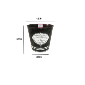 Grand <span class=keywords><strong>pot</strong></span> à fleurs <span class=keywords><strong>en</strong></span> <span class=keywords><strong>zinc</strong></span> galvanisé pour plantes succulentes avec logo métallique, <span class=keywords><strong>pot</strong></span> rond pour herbes, décoration de jardin - Product Image 4