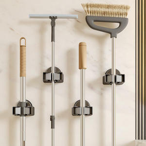 Support mural rectangulaire pour balai Blue Vine, sans perçage, pour porte de salle de bain, avec finition thermolaquée - Product Image 1