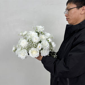 Centros de Mesa con Bolas de Flores de Seda, Realistas, Hechos a Mano, Estilo Natural, Blancos, Redondos, Pequeños, Tamaño Personalizable, Decoraciones para Bodas - Product Image 1