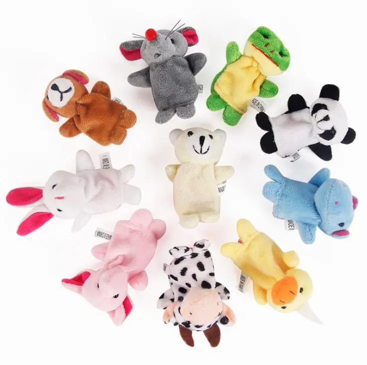 10Pcs Animal Finger Puppets Set Soft Plush Animals Finger Puppet Toys for Kids Mini Plush Figures Toy Party Favors for Shows