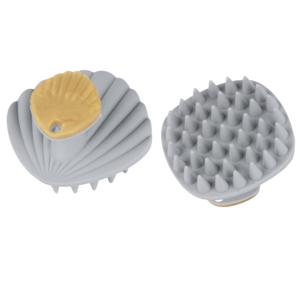 Cepillo de pelo de silicona con logotipo personalizado, cepillos de baño con forma de carcasa, esponjas, depuradores para limpieza del cuero cabelludo, masaje corporal - Product Image 1