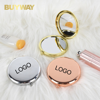 Custom Logo Portable Double-sided Round Rose Gold Metal Folded Make up Compact Mirrors Silver Pocket Mirror Travel Cosmetic Gift
