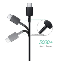 Kabel Pengisian Daya Super Cepat 25W Tipe C Hitam USB C ke USB C untuk Samsung Galaxy iPhone 16 15 Pro Max iPad