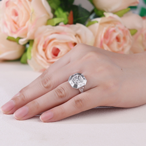 แหวนทองคำขาว18K ทำด้วยมือมีเพชรธรรมชาติเครื่องประดับคุณภาพดีสำหรับงานแต่งงานหรืองานครบรอบ - Product Image 2