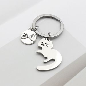 Colgante de Metal Personalizable de Fábrica para Mejores Amigos o Parejas, con Gatos Abrazándose, Llavero de Acero Inoxidable - Product Image 4