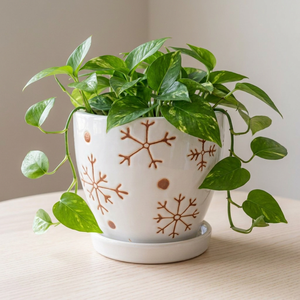 Modern <b>Ceramic</b> <b>Flower</b> <b>Pot</b> with Circular Pattern Glazed Finish for Indoor/Outdoor Home & Garden Desktop Planters - Product Image 1