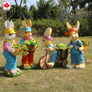 Pots de fleurs en résine pour animaux du jour de Pâques fabriqués à la main Statues de lapin personnalisées pour la décoration de jardin Artisanat en résine unique - Product Image 2