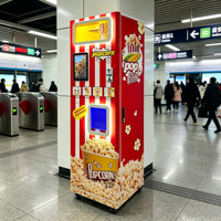Kiosque vertical de pop-corn frais en libre-service avec écran tactile de 32 pouces, distributeur automatique commercial, paiement multi-mode, Máquina Automática De Pipoca