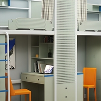Lit superposé double en métal pour dortoir avec bureau, armoire et rideau d'intimité tout-en-un pour l'école, l'hôtel, l'appartement et l'usage commercial