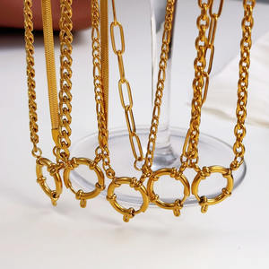 Colliers à chaînes fines en acier inoxydable plaqué or 18 carats PVD, étanches, avec fermoir <span class=keywords><strong>marin</strong></span> à ressort, chaîne trombone pour breloques DIY - Product Image 4