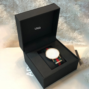 Luxury <b>Black</b> PU Leather Single Watch Box Flip Top Wrist Watch Storage Gift Packaging Box Custom Logo Wholesale Factory - Product Image 3