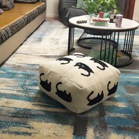 Coussin de sol de style nordique, imprimé feuilles de plantes, coussin carré pour la décoration du salon