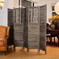 Paravent pliant Art Déco 669 pouces, 6 panneaux, en bois sculpté, écran d'intimité autoportant et portable pour la maison