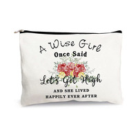 Borsa per il Trucco Personalizzata in Tela con Citazione Stampata per Figlia o Nipote, Pochette da Viaggio Ecologica con Cerniera per Cosmetici e Cancelleria