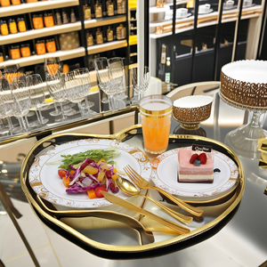 Assiettes à dîner en céramique à bord argenté blanc avec design pour enfants vaisselle en os de chine ensemble de vaisselle de service mariage noël - Product Image 4