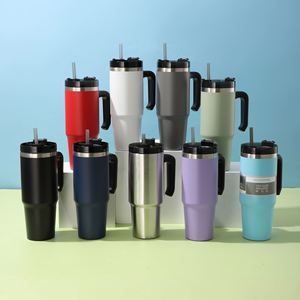 Gobelet isotherme à double paroi en acier inoxydable 30oz avec poignée et paille pour voiture - Product Image 5
