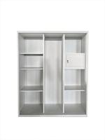 Armoire en acier à motifs imprimés sur mesure LAKSHYO, 3 portes, placard métallique, porte coulissante, armoire de rangement, meubles de chambre à coucher