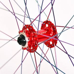 <span class=keywords><strong>VTT</strong></span> RUJIXU 26/27.5/ <span class=keywords><strong>29</strong></span> pouces Six trous frein à disque roues de vélo 32 trous jante rouge arc-en-ciel rayons alliage d'aluminium montagne roues - Product Image 2