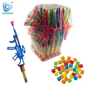 Plastic cheap shooting gun toy with chewing gum candy