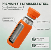 Mini gourde isotherme classique en acier inoxydable de 200 ml/280 ml avec poignées pour adultes, écologique, pour boissons chaudes/froides et eau bouillante en voyage