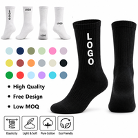 Chaussettes en coton à logo, chaussettes de sport à séchage rapide, marque privée, vente en gros, chaussettes élastiques personnalisées pour hommes et femmes