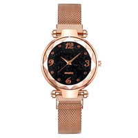 Montre pour femme TikTok à succès, cadran ciel étoilé numérique, bracelet magnétique à quartz, conception à aimant paresseux, personnalisable