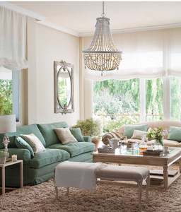 Lustre en <span class=keywords><strong>bois</strong></span> perlé, <span class=keywords><strong>suspension</strong></span> moderne, blanc chaud, AC, pour plafond de maison, grand loft, <span class=keywords><strong>perles</strong></span> vintage - Product Image 3