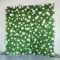 NINI Green 8ft Décoration Murale Florale Extérieure Faite à la Main, Fond de Scène Artificiel de Fleurs Simulées pour Mariage, Hôtel et Événements