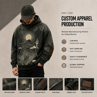 Sudadera con Capucha Estilo Urbano, Lavado Ácido, Corte Holgado, 380GSM, 100% Algodón French Terry, Estampado Gráfico Personalizado, OEM ODM, Logotipo Personalizado