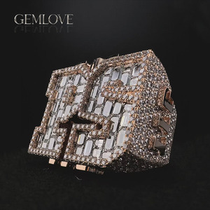 GEMLOVE Champion Ring, Custom Lettering, Full Diamond, Hip Hop Men's Party Jewelry - Product Image 2
