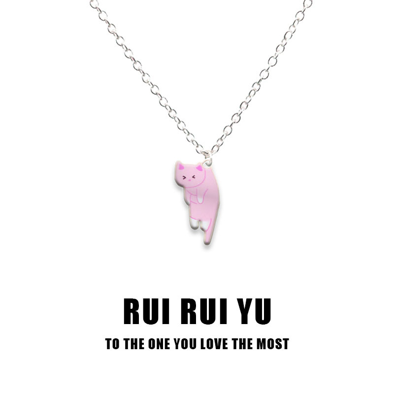 Pink cat necklace
