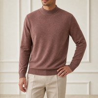 Pull en maille personnalisé pour homme en mélange cachemire et laine, col semi-montant, couleur unie avec contraste au dos, chaud, OEM ODM, usine source, vente en gros