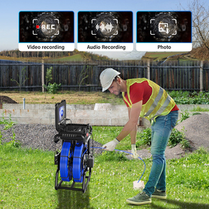 Caméra d'inspection <span class=keywords><strong>de</strong></span> canalisations 100FT/30M, caméra d'égout auto-nivelante, compteur <span class=keywords><strong>de</strong></span> distance, DVR, caméra <span class=keywords><strong>de</strong></span> plomberie 9 pouces avec double caméra/câbles - Product Image 6