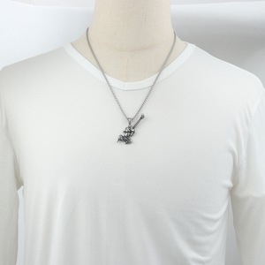 Collar con colgante de guitarra y calavera de yunnique, cadena de acero inoxidable de 60 cm, joyería de moda punk para hombre - Product Image 4