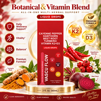 Compléments alimentaires liquides OEM Vascu Flow à base de plantes avec racine de betterave, piment de Cayenne et vitamines pour la circulation sanguine et le soutien cardiovasculaire