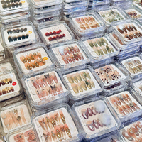Lot de 10 faux ongles en acrylique faits à la main, style français, à presser, magnifiques, de luxe, design personnalisé