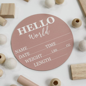 Carte en bois personnalisée « Hello World » pour annonce de <span class=keywords><strong>naissance</strong></span>, carte de jalons « Hello World », panneau « Hello World » pour nouveau-né - Product Image 5