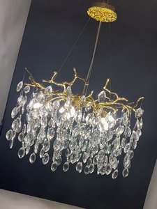 LIGHTOPS Lustre d'intérieur rond transparent en marbre Suspension en fer pour salon et salle à manger - Product Image 2