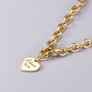 Collana con ciondolo a catena in acciaio inossidabile personalizzata per donna placcato oro <span class=keywords><strong>gioielli</strong></span> per amanti alla moda per regali di anniversario - Product Image 2